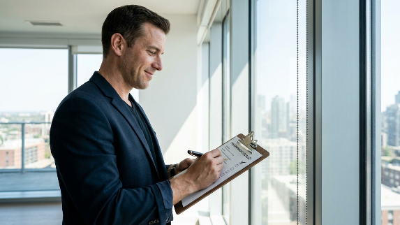 A focused scholar meticulously reviewing academic publishing submission guidelines on a clean workspace.