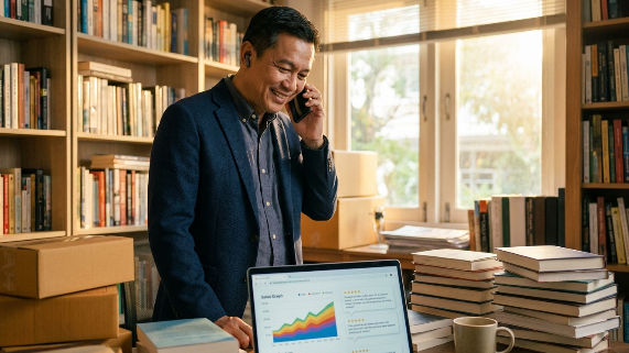 A professional desk featuring a printed manuscript, a digital tablet, and a fountain pen representing the book publishing process steps.
