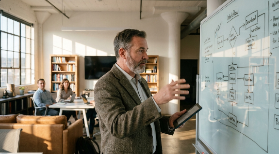 A digital tablet displaying an accessible EPUB file with high-contrast text and semantic navigation menus, reflecting modern Digital Publishing accessibility standards.