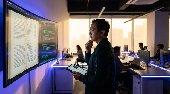 A professional digital layout showing EPUB 3.0 code and digital publishing formatting guidelines on a high-resolution e-reader screen.
