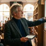 A high-end tablet displaying digital publishing interactive content within a modern e-book layout.