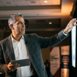 A professional digital publisher analyzing search engine data to implement advanced digital publishing SEO techniques for an e-book launch.